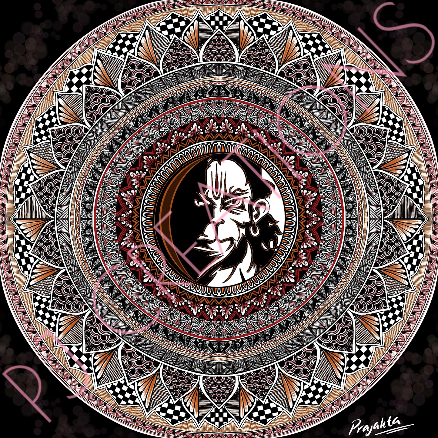 Hanuman Mandala Print